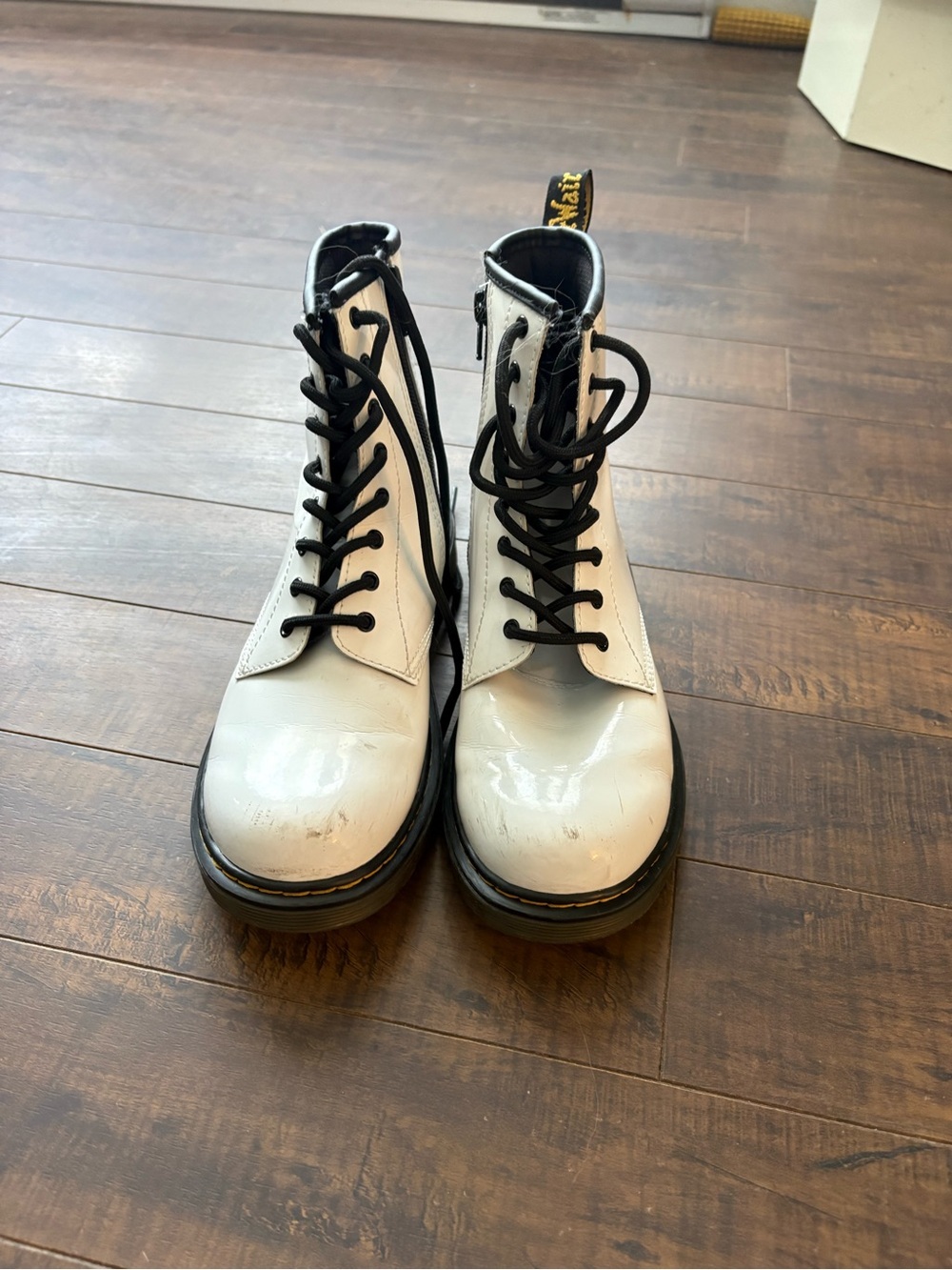 Dr Martens White Round toe lace up ankle boots